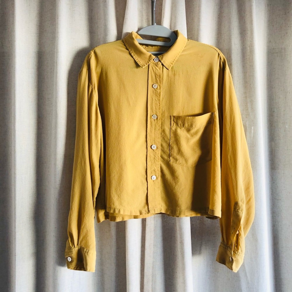 Everlane Men's Mustard Yellow Button-Down Shirt